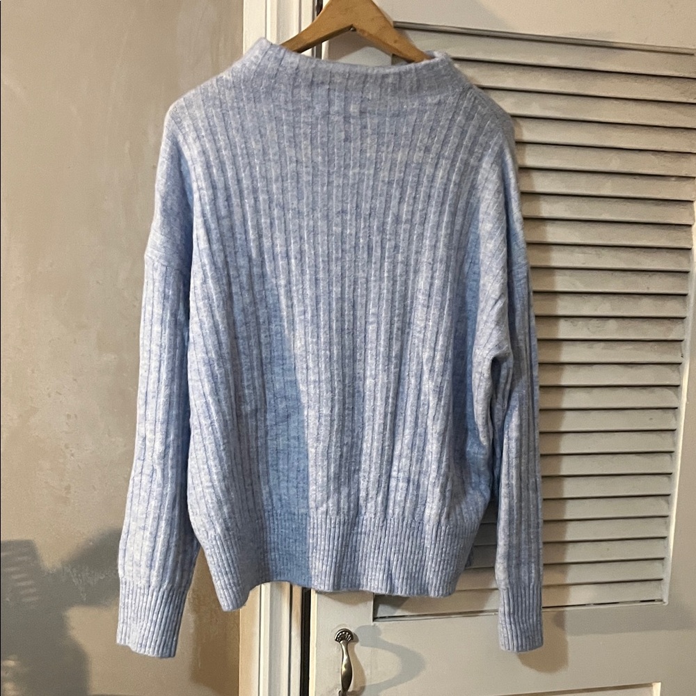 LOFT Light Blue Ribbed Sweater - Picture 4 of 5
